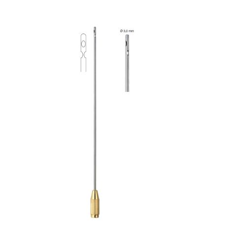 Liposuction cannula - 1 central hole, 2 lateral holes - Gold Handle Connector